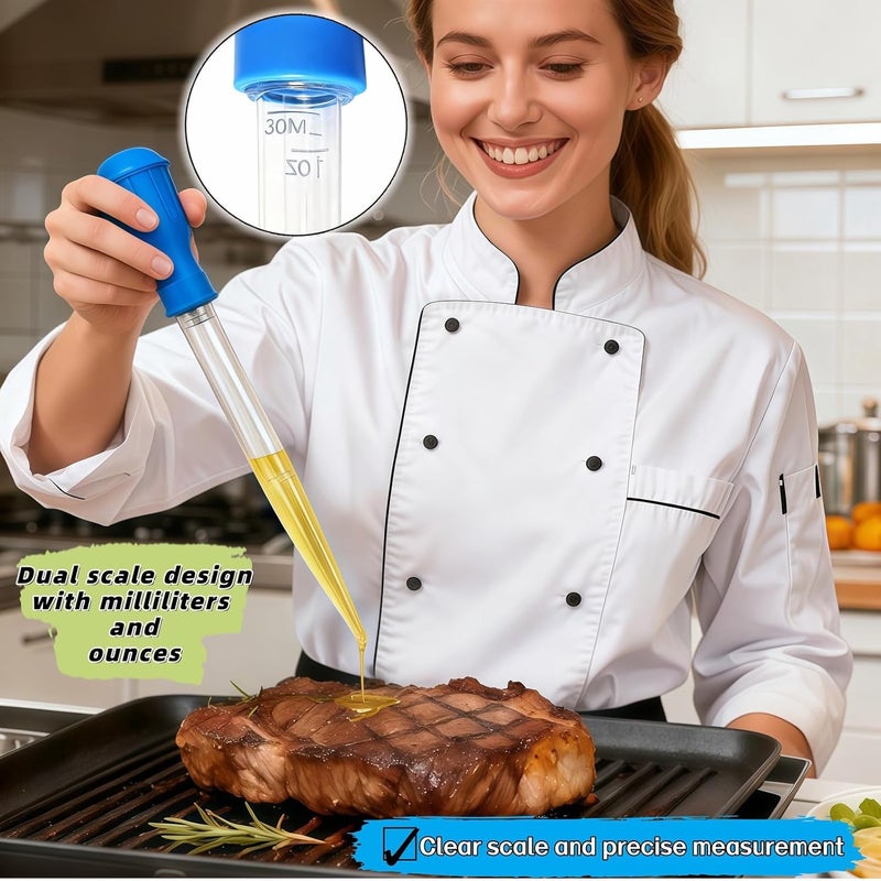 RyanDesign Premium Turkey Baster & Multi-Purpose Syringe, 30ml Heat Resistant Food Baster with Cleaning Brush for Kitchen, Aquarium, Marinade Injector, Basting, Oil Fuel Dispensing (Blue) - Image 4